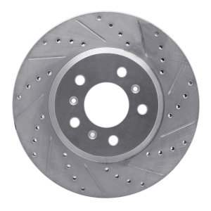 Buick Lucerne Brake Rotor (1) - Front Right - R1 Concepts - Drilled & Slotted - Silver - `06-`16